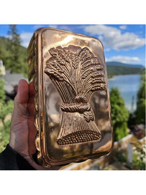 Solid Copper Wheat Cake Mold With Nickle Lined Brass Hanger Home Farm Decor